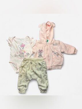 Disney Baby Pink Hooded Outfit with Cream Details